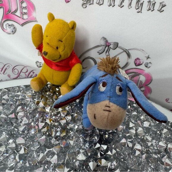 Disney Winnie the Pooh and Eeyore Plush Toys mini vintage POOH RATTLE